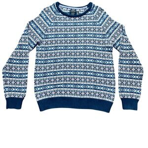 CPO Provisions Mens Fair Isle Sweater Blue Patterned Knit Crew‎ Neck Medium NWOT